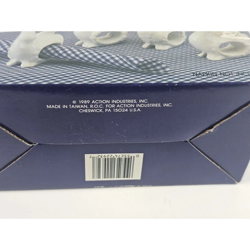 White Duck Goose Swan Porcelain Napkin Rings Holders Vintage set of 4